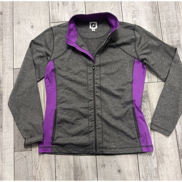 FootJoy Jackets & Blazers - Footjoy Jacket‎ Womens Medium Gray Heathered Purple Mock Neck Monogram